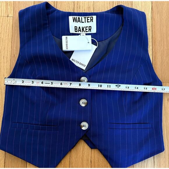 WALTER BAKER Luanna Vest Size Medium Royal Blue Pin Stripe Preppy Academia - Picture 4 of 7